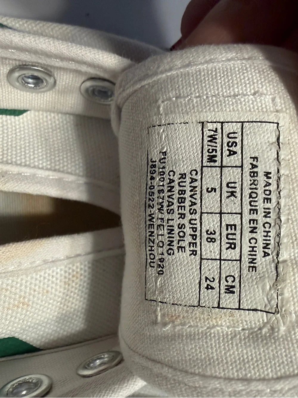 Feiyue Fe Lo 1920 Women's Canvas Slip-On Sneakers in Off-White and Green W7/M5